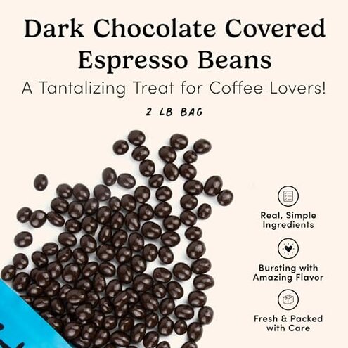 Nuts.com &ndash; Dark Chocolate Covered Espresso Bean &ndash; 2 Pound Bag, Great Snack for Adults, Good Source of Antioxidants & Caffeine &ndash; For Office, Holiday Gatherings & Home Snacking