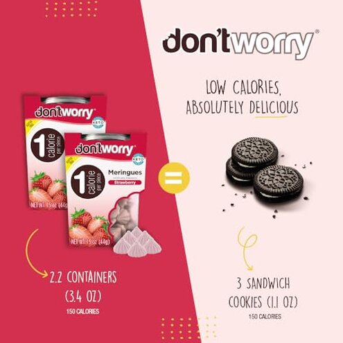 Don't Worry Low Sugar Cookies &ndash; Low Calorie Snacks | Keto Friendly Low Sugar Snacks | Chocolate Filled Healthy Meringue Cookies | Meringues Low Carb Dessert for Adults | 4 Pack