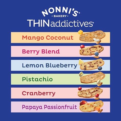 THINaddictives Variety 6 Pack - 6 Flavors w/ 18 Cookies Per Box - Sweet & Crunchy Almond Cookie Thins - Biscotti Italian Cookies - Biscotti Individually Wrapped Cookies - Kosher Coffee Cookie - 4.4 oz