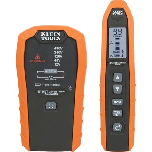Klein Tools ET450 Advanced Underground Circuit Breaker Finder and Wire Tracer Kit for Energized and Non-Energized Breakers, Fuses, and Wires