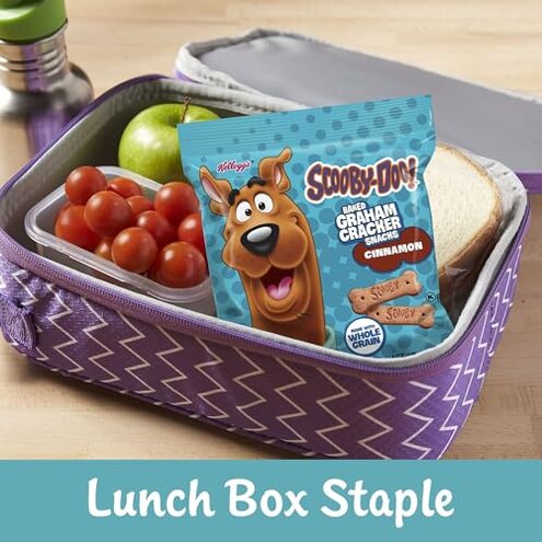 Kellogg's Scooby-Doo! Graham Cracker Snacks, Cinnamon, Made with Whole Grain, (1 Oz Bag), 40 Bags