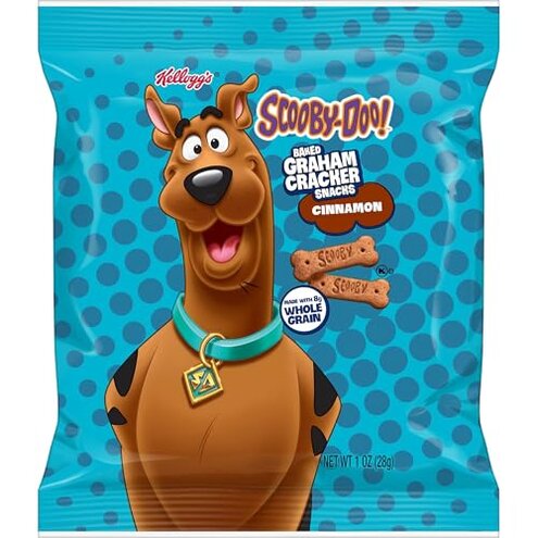 Kellogg's Scooby-Doo! Graham Cracker Snacks, Cinnamon, Made with Whole Grain, (1 Oz Bag), 40 Bags