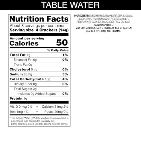 Carr's Table Water Crackers, Baked Snack Crackers, Party Snacks, Original, 4.25oz Box (1 Box)