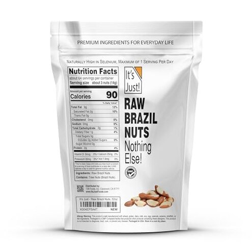 It's Just - Raw Brazil Nuts, 2lb, Unsalted, Non-GMO, Keto Friendly, Vegan, No PPO, Large, Premium, Freshly Packaged in USA (32 Ounce)