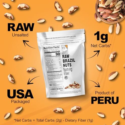 It's Just - Raw Brazil Nuts, 2lb, Unsalted, Non-GMO, Keto Friendly, Vegan, No PPO, Large, Premium, Freshly Packaged in USA (32 Ounce)