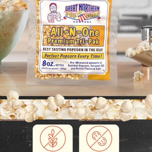 Movie Theater Style 40-Count Popcorn Packs - Pre-Measured 8-Ounce All-in-One Kernel, Salt, Oil Packets for Popping Machines by Great Northern Popcorn