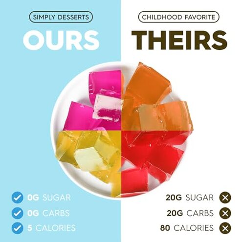 Simply Desserts Sugar-Free Jel Variety 12-Pack (Raspberry, Peach, Orange, Strawberry) &mdash; Vegan Dessert, Keto Snacks, Diabetic Friendly & Kosher, 1.7 Oz Ea