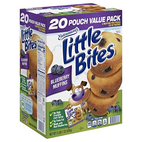 (4 pack) Little Bites Assorted Muffins, 80 individual packs, (20 ct each), Mini Muffins, 138 lbs Case &ndash; (20) Chocolate Chip, (20) Fudge, (20) Blueberry, (20) Party Cake