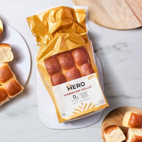 Hero Hawaiian Rolls &ndash; Net Low Carb Slider Buns & Dinner Rolls | High Fiber, 0g Net Carbs, 0g Sugar & 60 Calories per Serving Sub Rolls (24 Buns, Pack of 2)