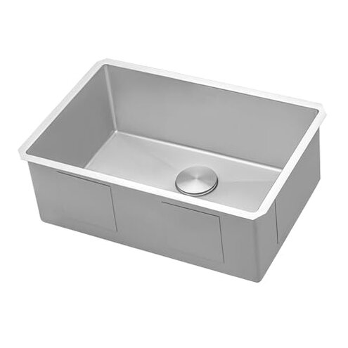 Ruvati RVH7250 Gravena 28" Undermount Single Basin 16 Gauge Stainless Steel Kitchen Sink with Basin Rack and Basket Strainer - Stainless Steel