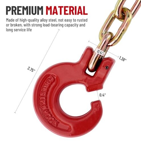 SPARKWHIZ Winch Choker Chain 5/16" x 7ft with Choker Hook w/Steel Probe Stake 14" for Removal of Logs, Load Limit 2 Ton