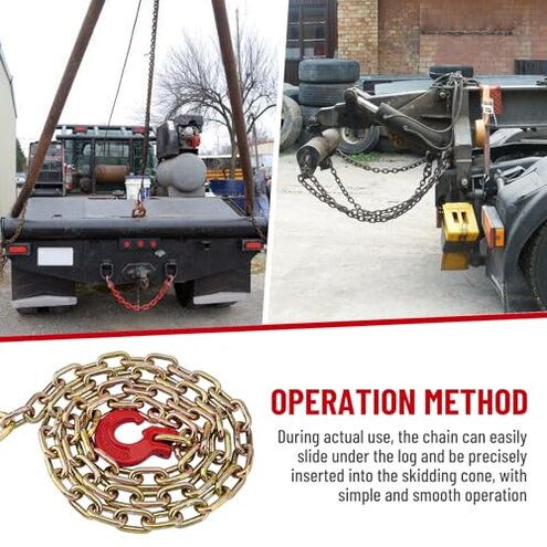 SPARKWHIZ Winch Choker Chain 5/16" x 7ft with Choker Hook w/Steel Probe Stake 14" for Removal of Logs, Load Limit 2 Ton