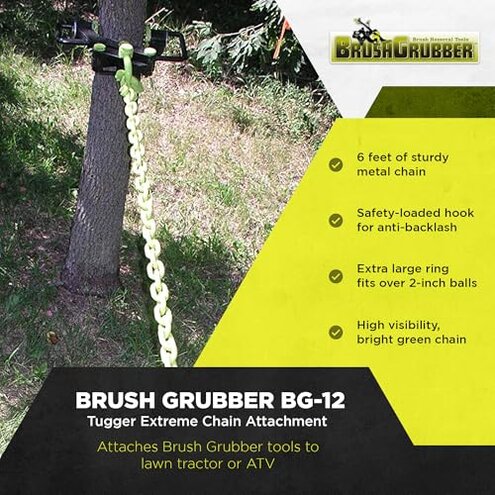 Brush Grubber BG-12 Tugger 6 Foot Steel Link Extreme Chain with Anti Backlash Design, for Attaching Tools to ATV/Lawn Tractor
