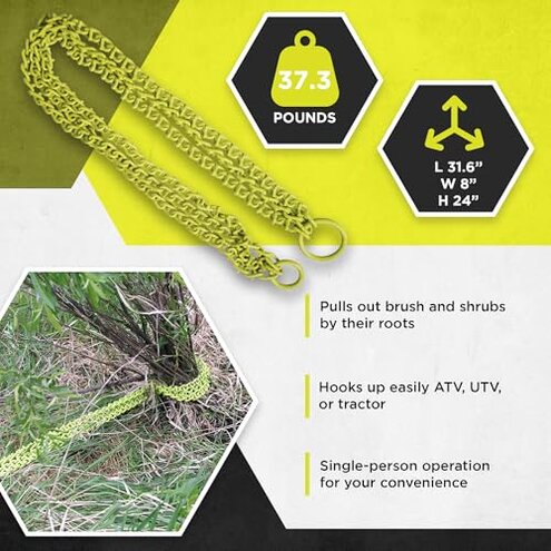 Brush Grubber Extreme 6 Foot Long Triple Chain ATV, UTV, and Tractor Shrub and Clump Grubber for Removing Scrubs, Brush, and Small Trees, Green