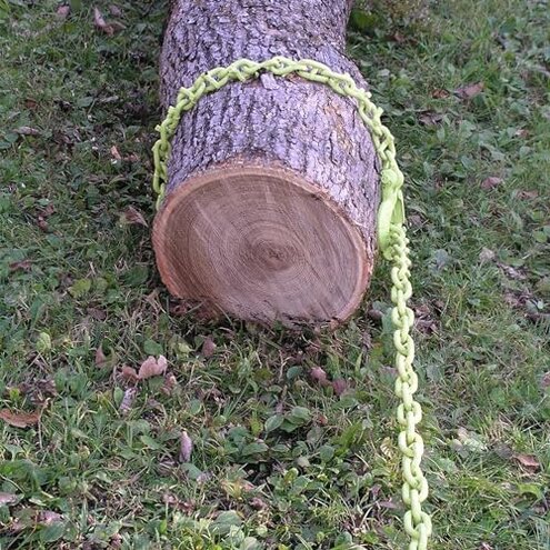Timber Tuff TMW-20 12-Foot Log Grabber Chain Loop Slides Over 2 Inch Ball for Towing with 5/16 Inch Links and 4 Foot Unique V Shaped Grippers, Green