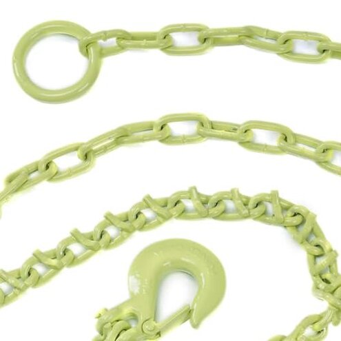 Timber Tuff TMW-20 12-Foot Log Grabber Chain Loop Slides Over 2 Inch Ball for Towing with 5/16 Inch Links and 4 Foot Unique V Shaped Grippers, Green