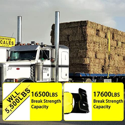 KJE 10 Pack Winch Straps 4" x 30' Yellow Heavy Duty Tie Down w/Flat Hooks Flatbed Trailer Strap WLL# 5,500 lbs | 4 Inch Cargo Control for Flatbed Truck