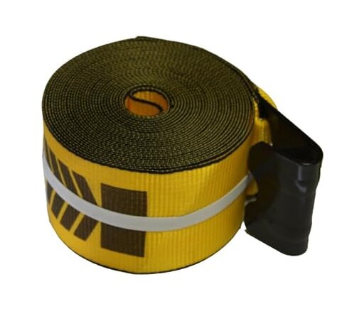Mytee Products Kinedyne Winch Straps 4" x 30' Gold Heavy Duty Tie Down w/Flat Hooks WLL# 5400 lbs | 4 Inch Cargo Control for Flatbed Truck Utility Trailer (10 Pack)