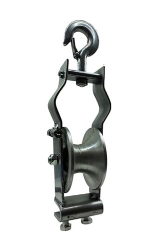 Heavy-Duty Cable Pulley for the Installation Power, Ethernet, and Fiber Optic Cables, All-Metal Construction, Carbon Steel Frame, 4.4" Aluminum Alloy Wheel, Suspension/Base Mounting