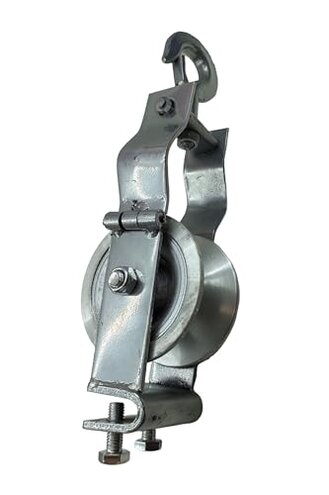 Heavy-Duty Cable Pulley for the Installation Power, Ethernet, and Fiber Optic Cables, All-Metal Construction, Carbon Steel Frame, 4.4" Aluminum Alloy Wheel, Suspension/Base Mounting