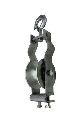 Heavy-Duty Cable Pulley for the Installation Power, Ethernet, and Fiber Optic Cables, All-Metal Construction, Carbon Steel Frame, 4.4" Aluminum Alloy Wheel, Suspension/Base Mounting