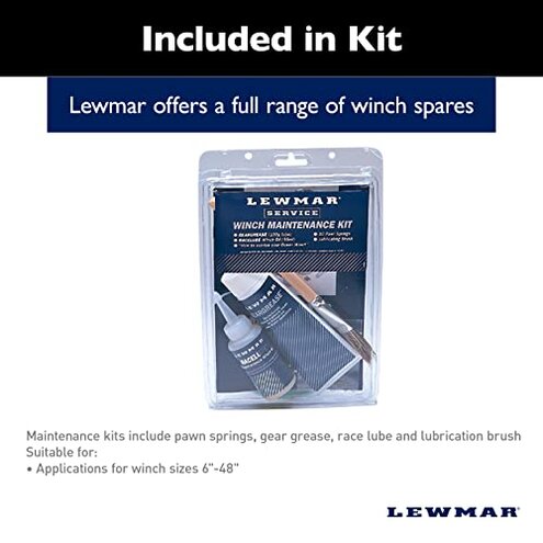 Lewmar Winch Maintenance Kit &ndash; for Basic Winch Maintenance for Your Sailboat, for Winch Sizes 6"- 48", Includes 10 Pawl Springs, Gear Grease (100 g), Race lube (55 ml), Lubrication Brush