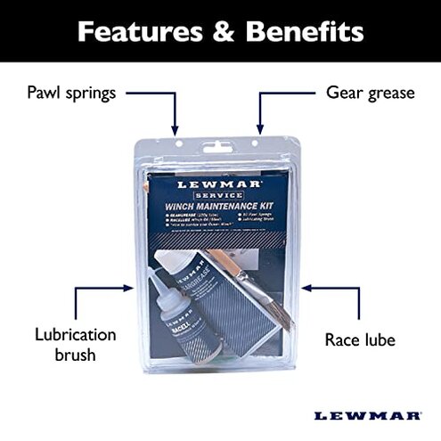 Lewmar Winch Maintenance Kit &ndash; for Basic Winch Maintenance for Your Sailboat, for Winch Sizes 6"- 48", Includes 10 Pawl Springs, Gear Grease (100 g), Race lube (55 ml), Lubrication Brush