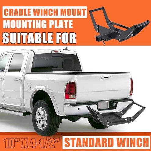 ECOTRIC 10x 4 1/2 Cradle Winch Mount Mounting Plate 8000-13,000 Lb Capacity Winch Mounting Hitch Receiver Recovery Winches Foldable