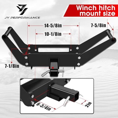 JY PERFORMANCE Cradle Winch Mount Mounting Plate 8000-13000 Lbs Capacity Winch Mounting Hitch Receiver Recovery Winches Foldable 10 x 4-1/2