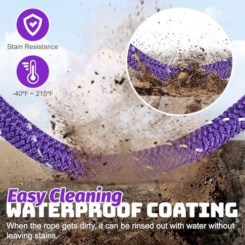 Kinetic Energy Recovery Rope 1" x 30ft,with Soft Shackle and Glove,Linetic Light Reflecting Tow Rope for 4WD Pick Up Truck, SUV, ATV, UTV