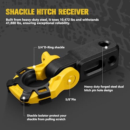 BUNKER INDUST Recovery Kit, 1"&times;30ft Kinetic Recovery Rope + 2 Soft Shackles + Recovery Ring+ Shackle Hitch Receiver + Winch Dampener+ Gloves+ Carry Bag, Off Road 4x4 Recovery Gear Winch Accessories