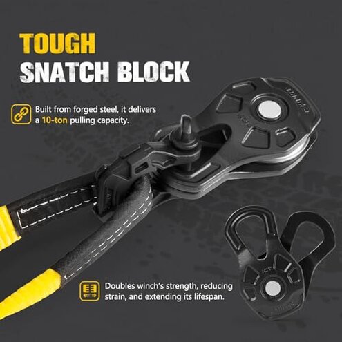 BUNKER INDUST Off Road Recovery Kit, Includes 30ft+10ft Tow Strap, Snatch Block, D-Ring Shackles, Shackle Receiver, Gloves, Winch Dampener Bag, 4x4 Recovery Gear for for Trucks, SUVs, ATVs