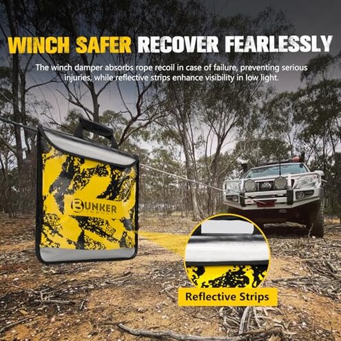 BUNKER INDUST Off Road Recovery Kit, Includes 30ft+10ft Tow Strap, Snatch Block, D-Ring Shackles, Shackle Receiver, Gloves, Winch Dampener Bag, 4x4 Recovery Gear for for Trucks, SUVs, ATVs