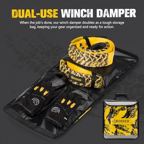 BUNKER INDUST Off Road Recovery Kit, Includes 30ft+10ft Tow Strap, Snatch Block, D-Ring Shackles, Shackle Receiver, Gloves, Winch Dampener Bag, 4x4 Recovery Gear for for Trucks, SUVs, ATVs