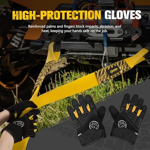 BUNKER INDUST Off Road Recovery Kit, Includes 30ft+10ft Tow Strap, Snatch Block, D-Ring Shackles, Shackle Receiver, Gloves, Winch Dampener Bag, 4x4 Recovery Gear for for Trucks, SUVs, ATVs