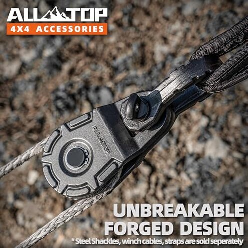 ALL-TOP Forged Snatch Block (18 Ton Work Load) Extreme Recovery Winch Pulley System for Synthetic Rope or Steel Cable, Forged E-Coated