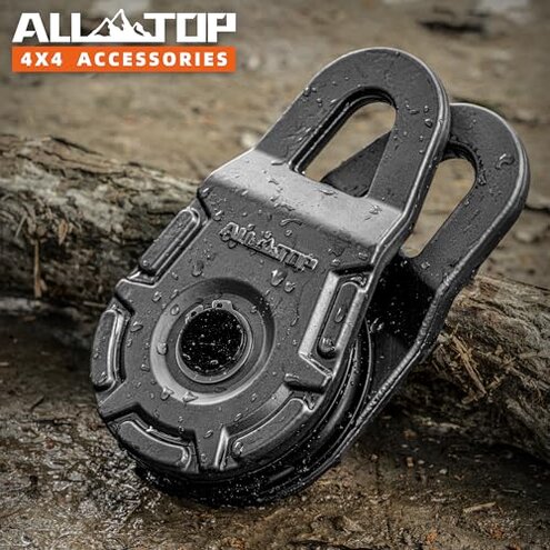 ALL-TOP Forged Snatch Block (18 Ton Work Load) Extreme Recovery Winch Pulley System for Synthetic Rope or Steel Cable, Forged E-Coated