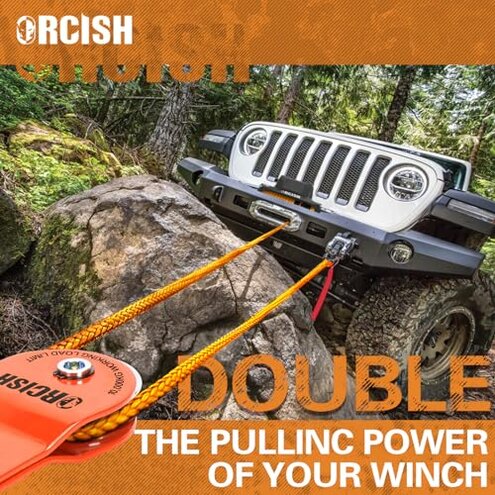 ORCISH 10 Ton Snatch Block, 22,000 LBS Capacity Block and Tackle Pulley System, Work with 0-3/4” Rope, Winch Hook Accessories, Heavy Duty Offroad Recovery Accessory for Truck, Tractor, ATV & UTV