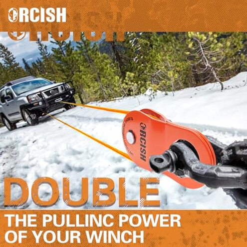 ORCISH 10 Ton Snatch Block, 22,000 LBS Capacity Block and Tackle Pulley System, Work with 0-3/4” Rope, Winch Hook Accessories, Heavy Duty Offroad Recovery Accessory for Truck, Tractor, ATV & UTV