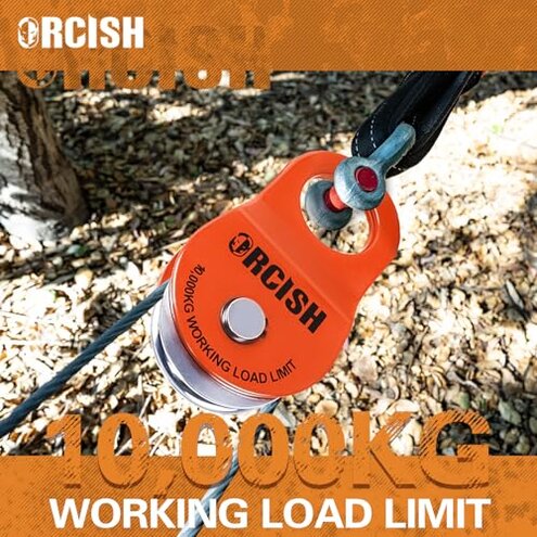 ORCISH 10 Ton Snatch Block, 22,000 LBS Capacity Block and Tackle Pulley System, Work with 0-3/4” Rope, Winch Hook Accessories, Heavy Duty Offroad Recovery Accessory for Truck, Tractor, ATV & UTV