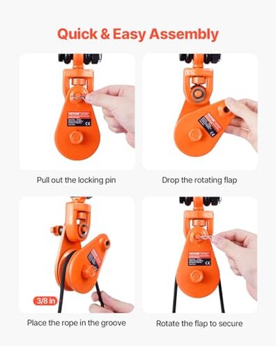 FITHOIST 2 Ton Snatch Block with G80 Chain | 3'' Sheave for 3/8" Inch Wire Rope | Pulley Block with Shackle for Heavy Duty Towing and Recovery Equipment | Tow Truck Rollback Wrecker Car Hauler Winch