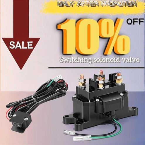 ovsor 12V 250A Winch Solenoid Relay Contactor Truck for ATV UTV 2000-5000lbs with & Contactor Winch Rocker Thumb Switch Kit and 6 Protecting Caps, for 63070, 62135, 74900, 2875714, 70715