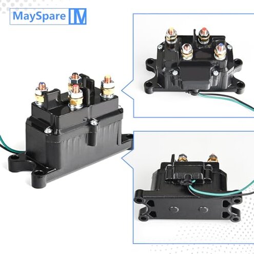 MaySpare 250A 12V Winch Solenoid Relay Contactor Winch Rocker Thumb Switch with Mounting Brackets Terminal Caps and Handle Bar Control Switch for ATV UTV 1500lb-5000lb