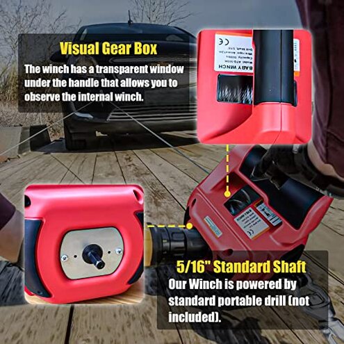 YATOINTO Portable Drill Winch 750 LB Pulling Capacity with 40 Feet Alloy Steel Wire Rope | Hand Winch for Lifting & Dragging