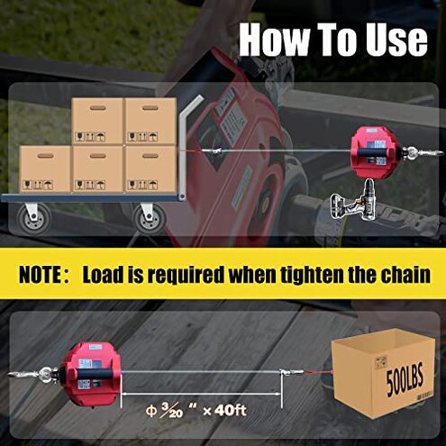 YATOINTO Portable Drill Winch 750 LB Pulling Capacity with 40 Feet Alloy Steel Wire Rope | Hand Winch for Lifting & Dragging