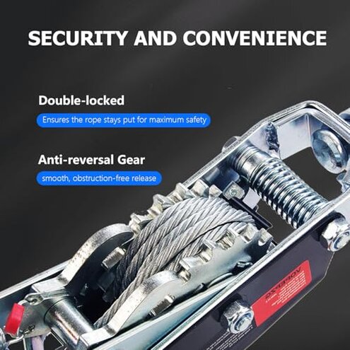 JOYANALL Portable Power Puller,5 Ton Capacity Come Along Winch with 11.5FT Steel Cable,Heavy Duty Come Along Tool with Dual Gears,3 Hooks,Hand Winch Tool