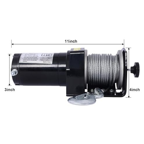 2000lb 12V ATV/UTV Electric Winch, Off-Road Waterproof Steel Cable Winch for ATV UTV Towing Trailer Winch, Including ATV, UTV, Car, Boat, Trucks, Jeeps, and Modified Vehicles