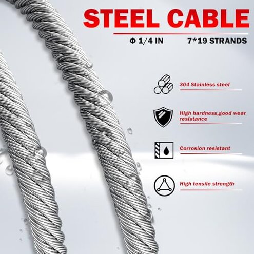 FITHOIST Portable Drill Winch, 1500LB Capacity Hand Winch with 40FT Steel Cable, 360&deg; Swivel Hook, Powered by Cordless Drill for ATV UTV Trailer Loading, Lawn Tractor Pulling, Heavy Lifting & Dragging