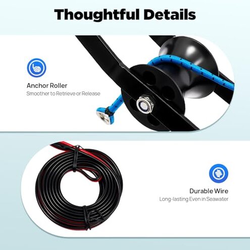 CUBELLIN 35lbs Electric Boat Anchor Winch 12V Marine Saltwater Anchor Windlass Kit with Wireless Remote Control & 100ft Braided Rope, for Boats up to 24ft