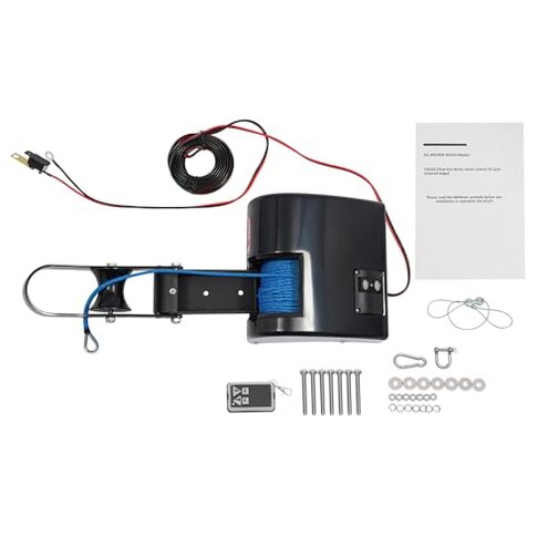 CUBELLIN 35lbs Electric Boat Anchor Winch 12V Marine Saltwater Anchor Windlass Kit with Wireless Remote Control & 100ft Braided Rope, for Boats up to 24ft
